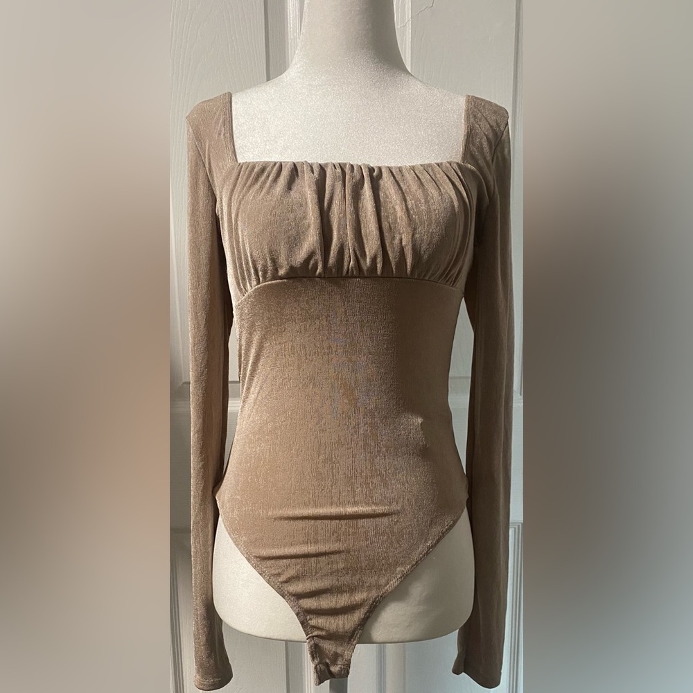 Forever 21 Tan Long Sleeve Bodysuit